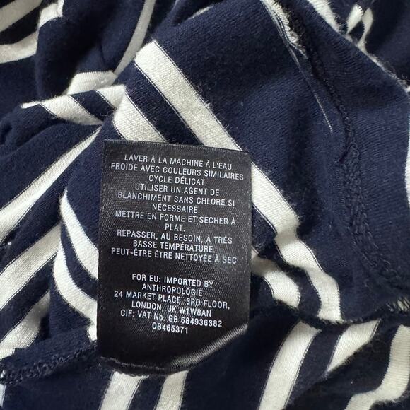Anthropologie Maeve Womens Small Navy Blue White Stripe Turtleneck Dress - Picture 6 of 7
